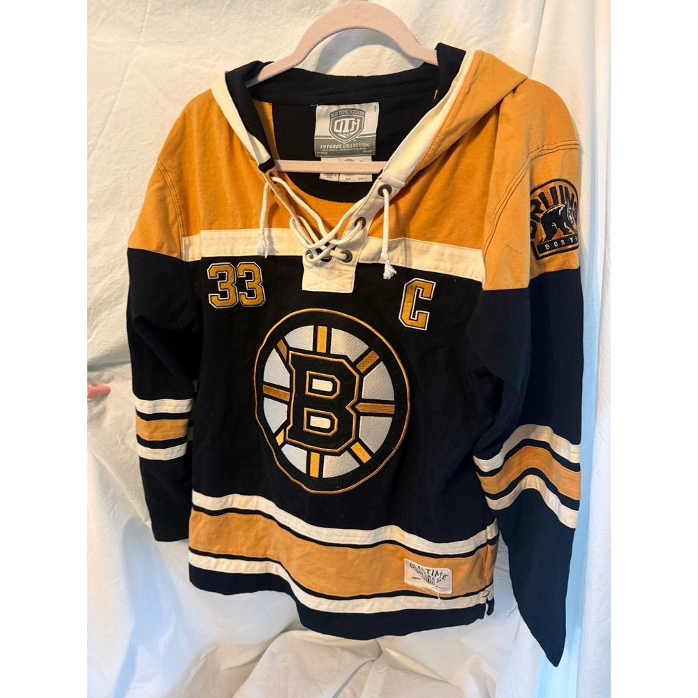Old Time Hockey Boston Bruins Zdeno Chara #33 Lace Up Hoodie Youth Large Black